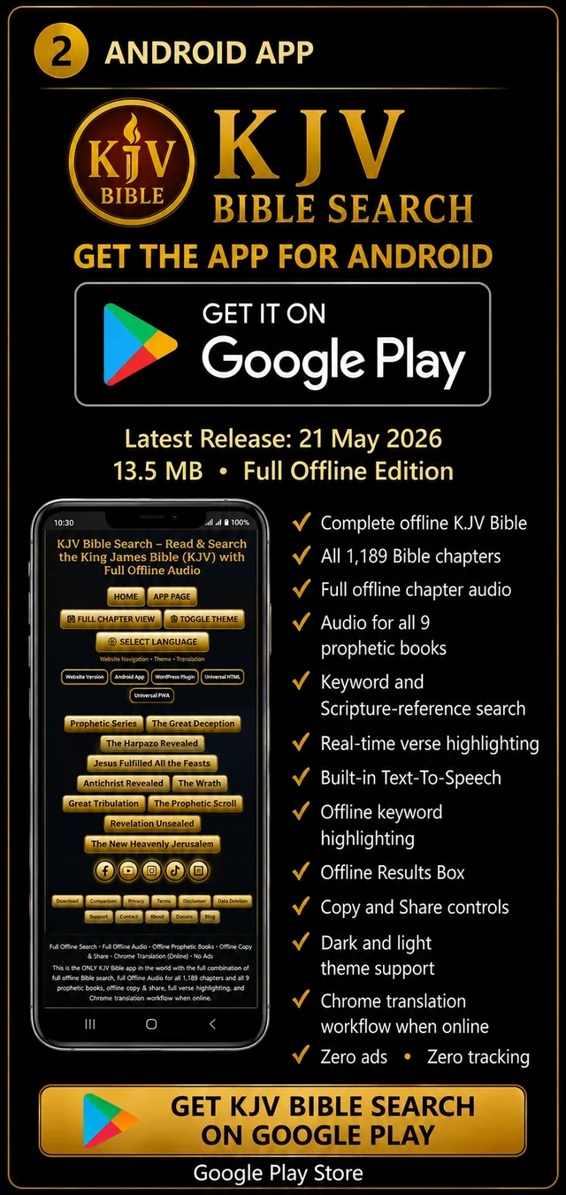 Product 2 — KJV Bible Search Android App with complete offline Bible, offline audio, Scripture search, real-time highlighting, Text-to-Speech, copy and share and zero ads